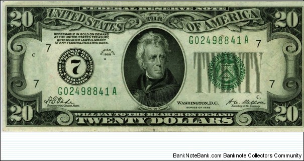 $20 Federal Reserve Note : Chicago Banknote