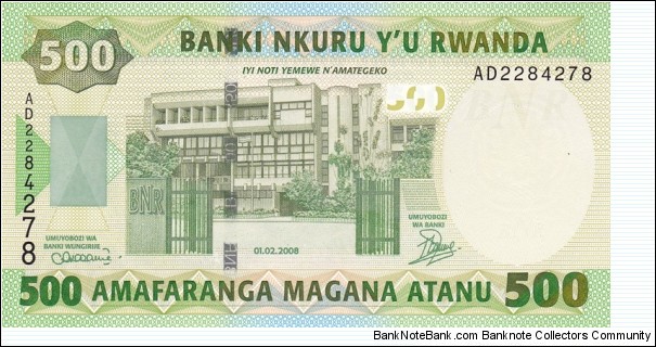 Rwanda P30b (500 francs 1/2-2008) Banknote