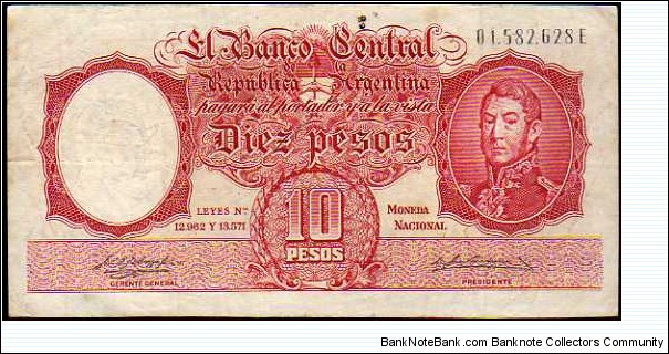10 Pesos__
pk# 270 a (2)__
(154-1968) Banknote