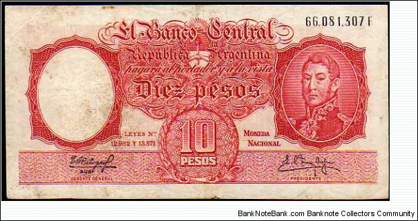 10 Pesos__
pk# 270 c__
(1954-1968) Banknote