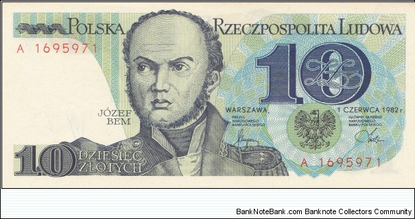 Poland 10 zlotych 1982 Banknote