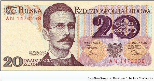 Poland 20 zlotych 1982 Banknote
