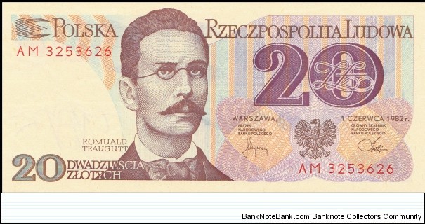 Poland 20 zlotych 1982 Banknote