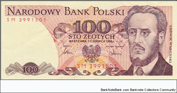 Poland 100 zlotych 1986 Banknote