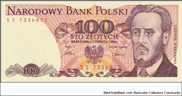 Poland 100 zlotych 1986 Banknote