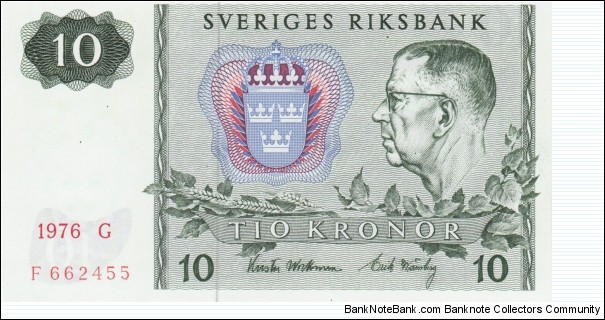 Sweden 10 kronor 1976 Banknote
