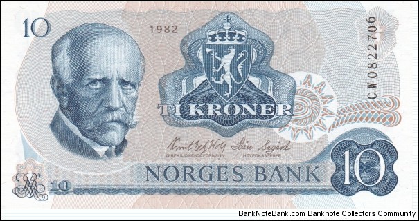 Norway 10 kroner 1982 Banknote