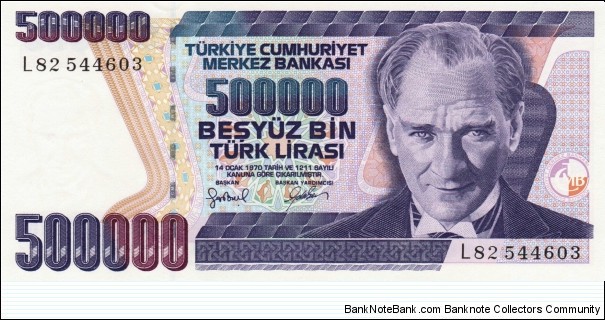 Turkey 500k lirasi 1970 Banknote