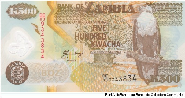 Zambia 500 kwacha 2005, polymer Banknote