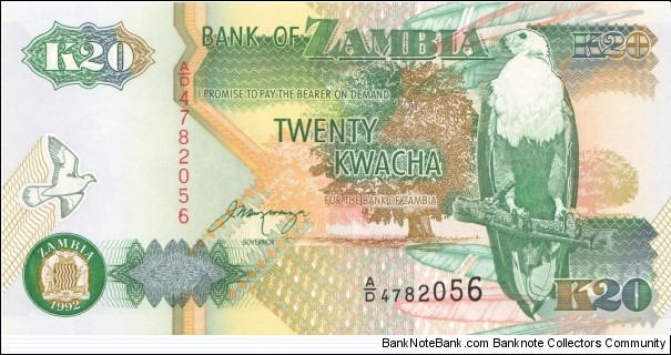 Zambia 20 kwacha 1992 Banknote