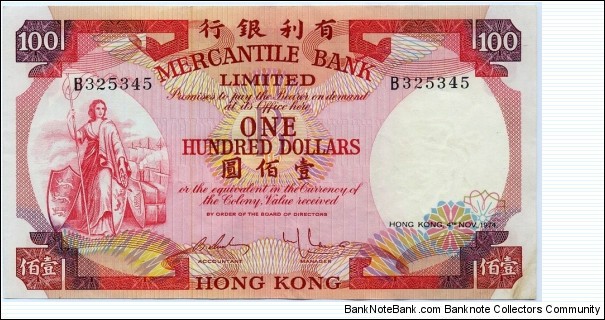 100 Dollars, Mercantile Bank Limited. Banknote
