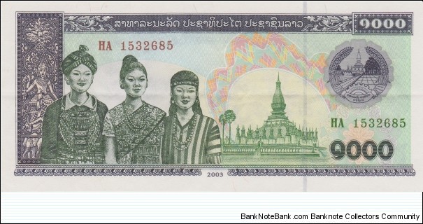 Laos 1000 kip 2003 Banknote