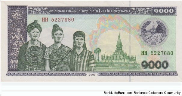 Laos 1000 kip 2003 Banknote