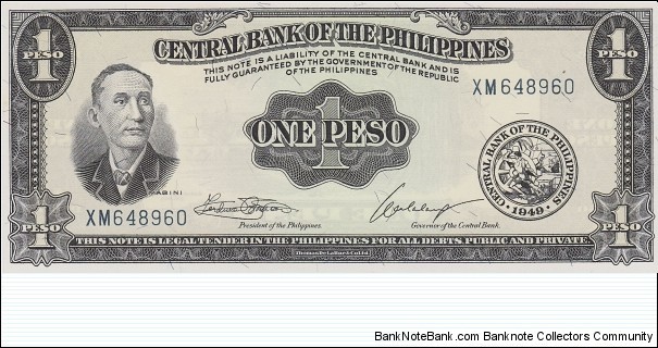 Philippines 1 peso 1949 Banknote