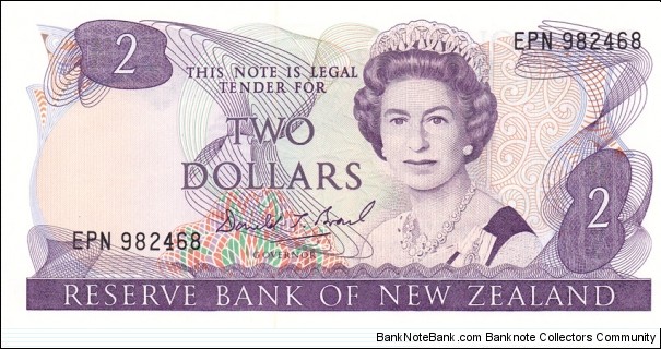 New Zealand P170c (2 dollars ND 1989-1992) Banknote