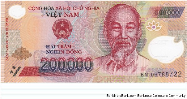 Vietnam 200k dong 2006, polymer Banknote