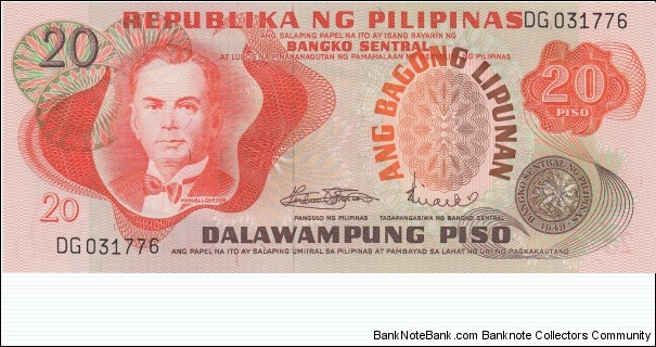 Philippines 20 piso 1970 Banknote