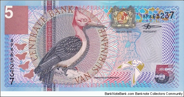 Suriname 5 gulden 2000 Banknote
