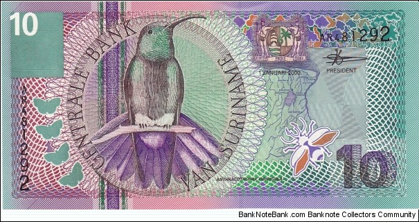 Suriname 10 gulden 2000 Banknote