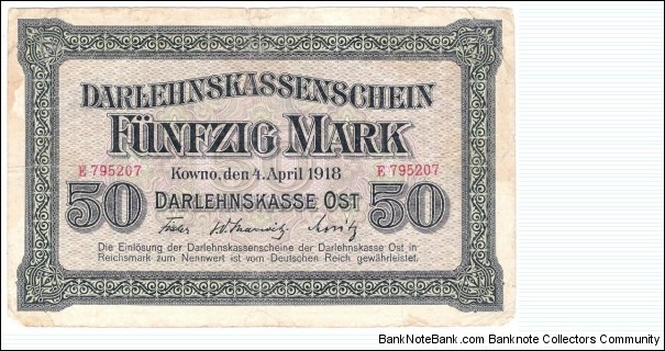 50 Mark(Occupation of Lithuania 1918)  Banknote