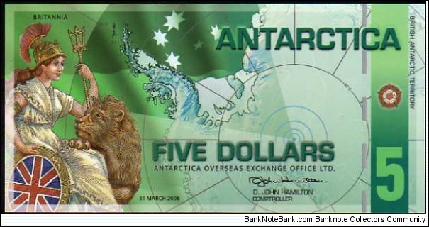 *ANTARTICA*__
5 Dollars__
pk# NL__
31.03.2008__
Polymer Banknote