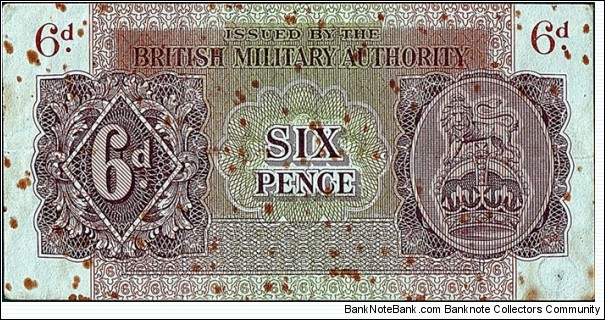 British Military Authority N.D. 6 Pence. Banknote