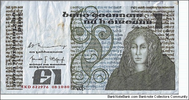 Ireland 1980 1 Pound.

'EKD' prefix. Banknote