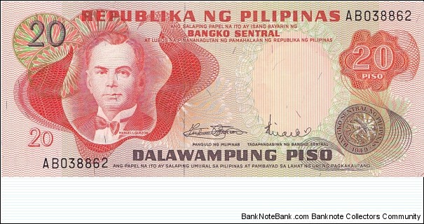 Philippines 20 piso 1970 Banknote