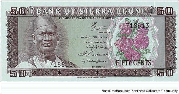 Sierra Leone N.D. 50 Cents. Banknote