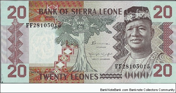 Sierra Leone 1984 20 Leones. Banknote