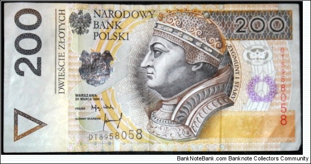 200 złotych - Poland. King Zygmunt I Stary Banknote