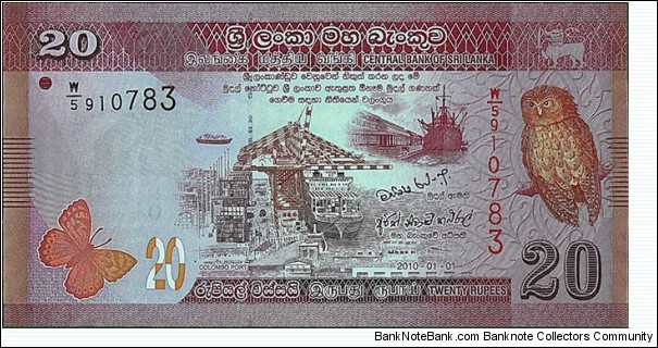 Sri Lanka 2010 20 Rupees. Banknote