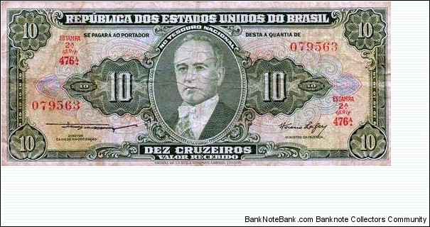 10 CRUZEIROS - Republica dos Estados Unidos do Brasil Banknote