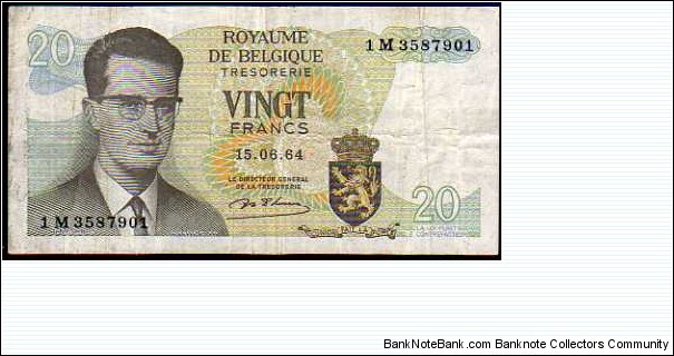 20 Francs/Frank__
pk# 138 (1)__
series: 1M 3587901__
15.06.1964 Banknote