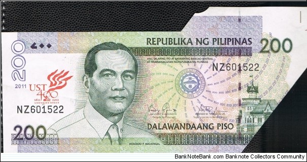 2011 PHILIPPINES
UST OVERPRINT VERY RARE ERROR  Banknote