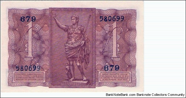 Banknote from Italy year 1939