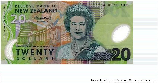 20 DOLLARS from New Zealand - Queen Elizabeth II Banknote