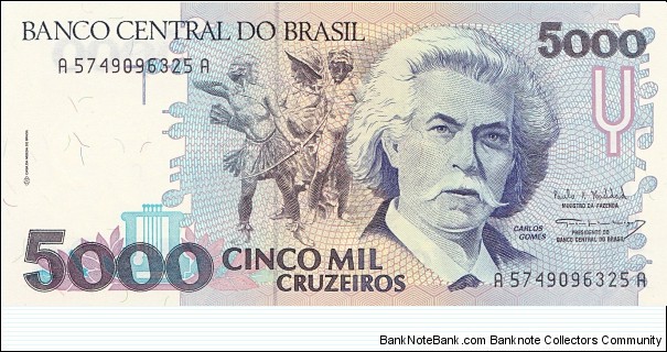Brazil 5000 cruzeiros 1993 Banknote