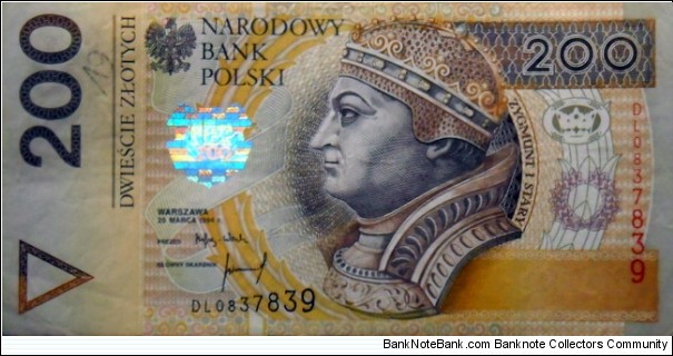 200 złotych
DL 0837839 Banknote