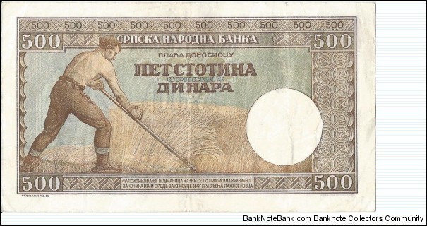 Banknote from Serbia year 1942