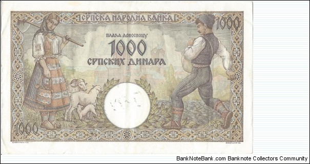 Banknote from Serbia year 1942