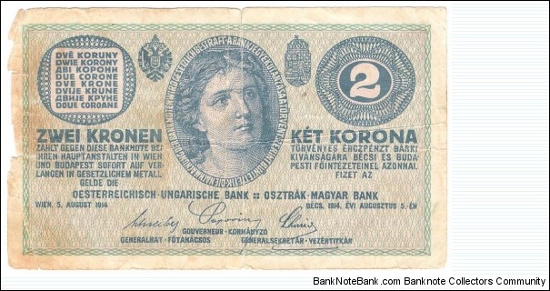 2 Kronen/Korona (Austro/Hungarian Empire 1914) Banknote