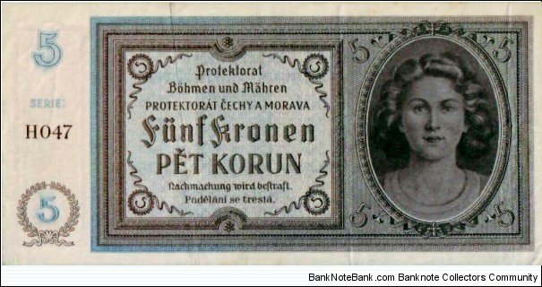 Bohemia&Moravia 5 Korun Banknote