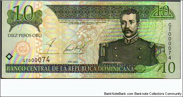 10 Pesos Oro__
pk# 168 b__
Low Serial Banknote