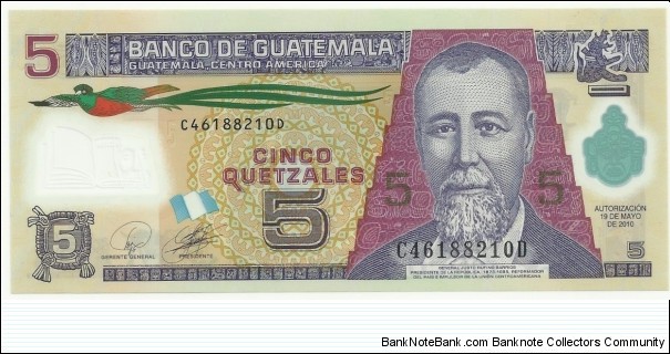 Guatemala 5 Quetzales 19-05-2010 Banknote