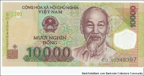 VietNam 10.000 Ðồng 2010 (plastic) Banknote