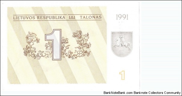 1 Talonas Banknote