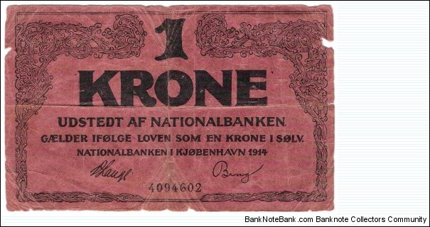 1 Krone(Iceland under Danish monarchies control  1914) Banknote