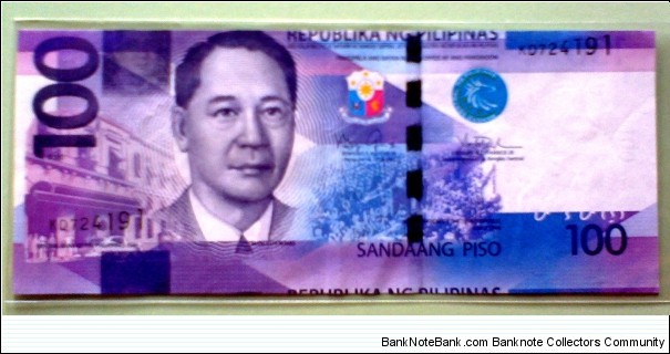 New Generation Series; 100-Piso Error; Sig: Aquino-Tetangco; Manuel Roxas, BSP Bldg. (1949) / Mayon Volcano; whale shark; Banknote