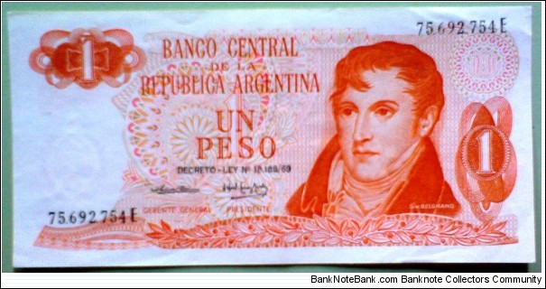 1 Peso, Argentina, Banco Central de la República Argentina
General Manuel Belgrano / Llao-Llao, Bariloche Banknote